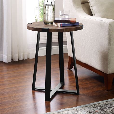 Rustic Wood and Metal End Table 